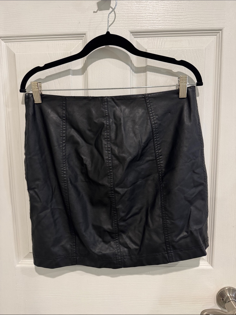 Free People Black Faux Leather Panel Mini Skirt